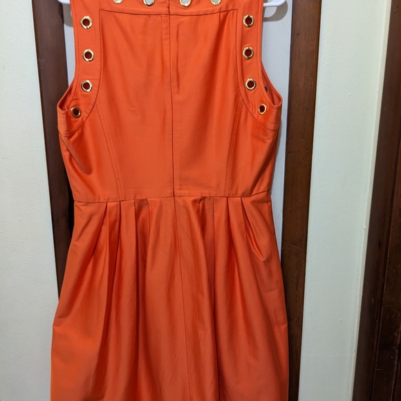 🧡 Calvin Klein Bright Orange and Gold Midi Dress Size 12 - Picture 8 of 8